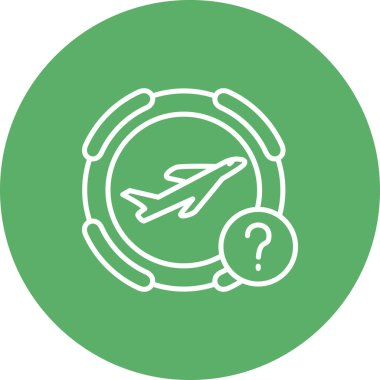 simple airplane graphic icon with question mark