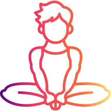 Minimalist çizim, sağlıklı yaşam uygulamaları için ideal yoga pozisyonunda bir erkek figürü içerir..