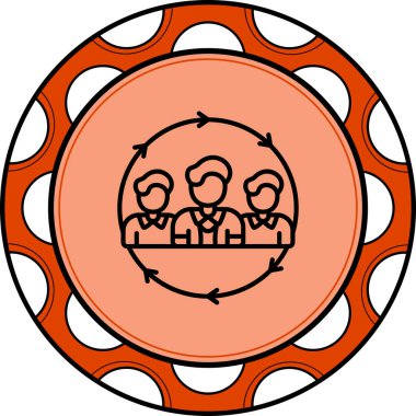 Takım çalışması sembolü, dişli simgeler tarafından temsil edilen bir grup insan.