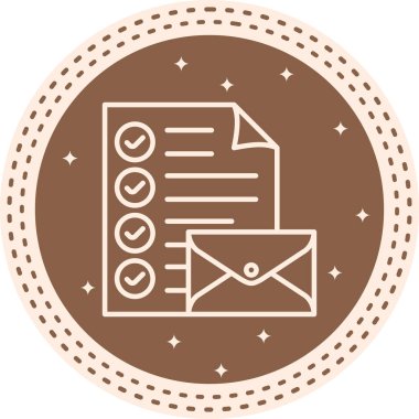 İşaretli bir belge, dairesel arkaplan içindeki kapalı bir zarfın arkasında oturur.