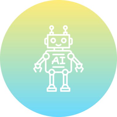 Robot çizgi simgesi, vektör illüstrasyonu
