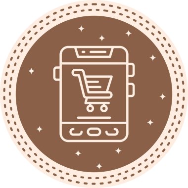 İnternetten alışveriş ikonu, taslak tarzı. Alışveriş Uygulaması