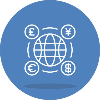 Dünya para birimi ağ ikonu vektör illüstrasyonu