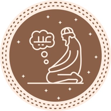 Kurban Bayramı İkonası, Müslüman adam düşüncelerle diz çöküyor