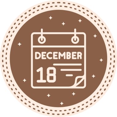 18 Aralık takvim simgesi, basit biçim vektör illüstrasyonu           