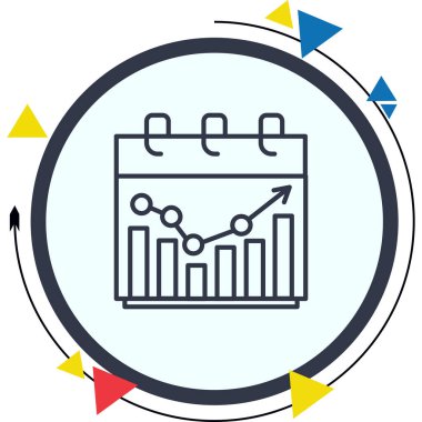 Finansal büyüme grafiklerini ve okunu gösteren takvim simgesi