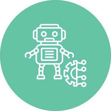 Robot çizgi simgesi, vektör illüstrasyonu