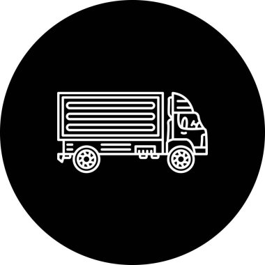 Teslimat kamyonu satırı simgesi, vektör çizim