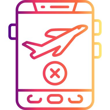 Gezici uygulama arayüzü içinde bir uçak çizimi iptal işareti, seyahat uygulamaları veya web sayfaları için idealdir.