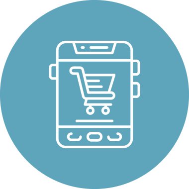 İnternetten alışveriş ikonu, taslak tarzı. Alışveriş Uygulaması