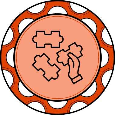 Basit dairesel amblem videosu, kahverengi arkaplanda diğer parçaların ve yıldızların yanında el yapbozu parçalarını gösteriyor..