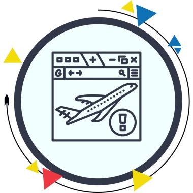 Seyahat uygulamaları veya web sayfaları için uygun bir pistten kalkan bir uçağın basit bir çizgisi çizimi.