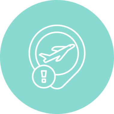 airplane within a location pin marker, suitable for navigation or travel-tracking apps.