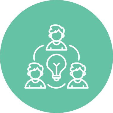 Dairesel simge insanların takım çalışmasını ve işbirliğini gösteriyor.