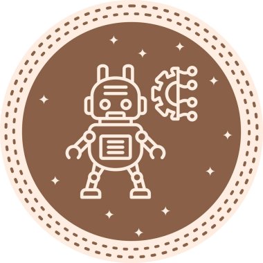 Robot çizgi simgesi, vektör illüstrasyonu