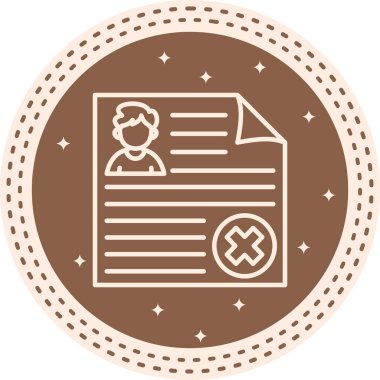 bir kişi avatarı ve belirgin bir x işareti içeren profil belgesi, reddedilmeyi veya hesap silmeyi simgeliyor.