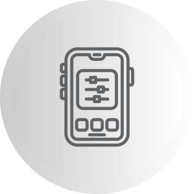 Dairesel arkaplan içinde üç düğmeli akıllı telefon gösterme ayarları kaydırıcıları. Uygulamalar veya web sayfaları için uygun mobil aygıt ayarlama arayüzü.