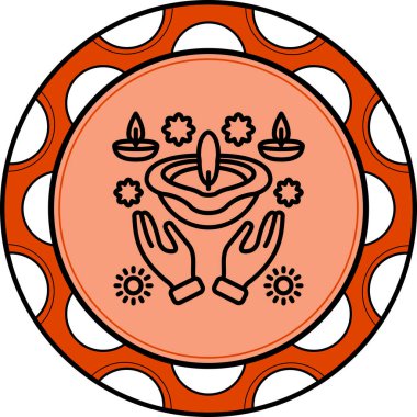 Çemberin içinde Diwali kutlamaları için yanan gaz lambalarını tutan eller..