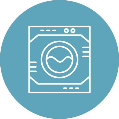 Çamaşır Makinesi Simgesi Basit düz illüstrasyon