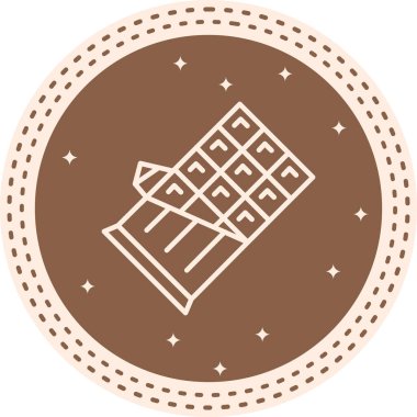 Bireysel kareleri gösteren kısmen açılmış çikolata çubuğunun basit çizgi simgesi.