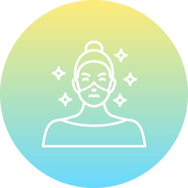 Yüzünde cerrahi kesik izleri ve parıltılı cilt sonuçlarını gösteren çizgiler var.