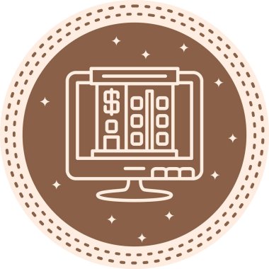 Banka binası ve dolar sembolü ile çevrimiçi bankacılık arayüzünü dokulu fırça darbesi detaylarıyla gösteren bilgisayar monitörü