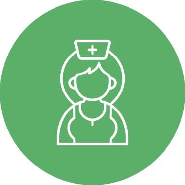 Bu tıbbi hemşire illüstrasyonu, geleneksel hemşire şapkası ile doğrusal karakter tasarımı içeren uygulamalar veya web sayfaları için uygundur..