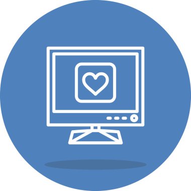 Tv Kalp Yüksek Çözünürlüklü Düz Tasarım Sembolü