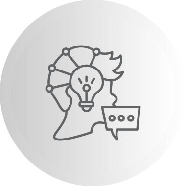 Düşünce Liderliği insan kafası ve ampul sembollü basit çizgi simgesi