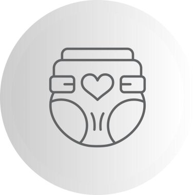 Bebek bezi ikonu. Merkezinde kalp sembolü olan bebek bezinin basit bir çizgisi çizimi..