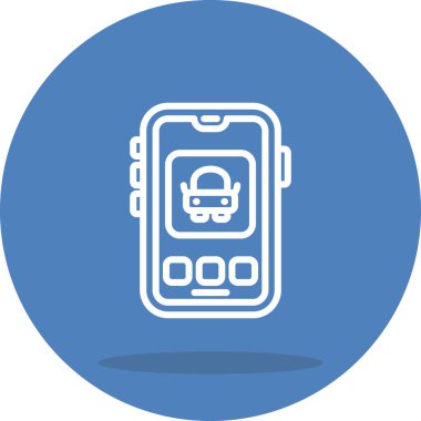 Akıllı telefon araç simgesini ekranda gösteriyor. Uygulama için uygun simge.