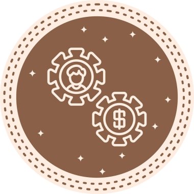 İş uygulamaları veya web sayfaları için bir kişinin ve para birimi sembolünün basit bir çizgi çizimi.