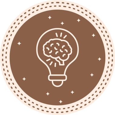Beyni olan ampul. Fikir kavramı için özet simgesi