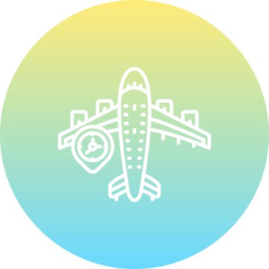 Bir hedefe varış veya seyahat uygulamalarında başarılı uçuş takibi için uygun bir konum işaretleyicisi içeren bir uçağın basit bir çizgi çizelgesi..