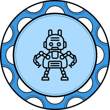 Robot çizgi simgesi, vektör illüstrasyonu