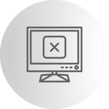 Merkezi çapraz ile yuvarlak kare gösteren tek bir bilgisayar ana hatlı