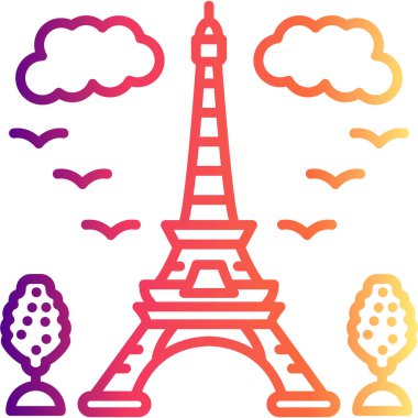 Eyfel Kulesi ikon vektör illüstrasyonu