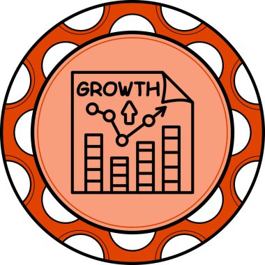 Satır grafiğinin yer aldığı belge sayfası yukarı yönlü eğilimleri, bar çizelgelerini, metin büyümesini, yukarı bakan oku gösteriyor. Siyah dairenin içinde beyaz çizgili grafikler. Finansal başarı için basit iş analizi sunumu.