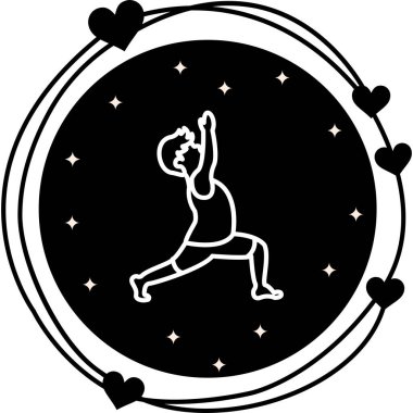 Minimalist çizimlerde bir erkek figürü bir yoga pozu, sağlık uygulamaları için idealdir..