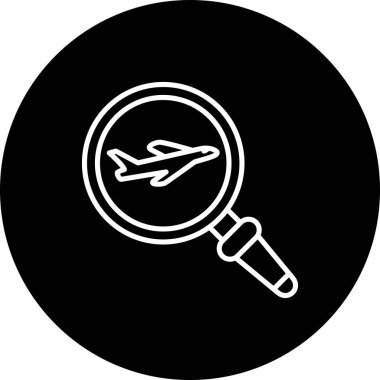 A simple airplane graphic icon with a question mark illustration suitable for travel apps or web pages.