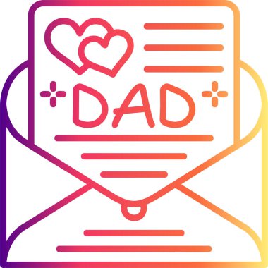 En küçük çizgi resim simgesi babam için açık bir zarfın içinde bir tebrik kartı gösteriyor. Uygulamalarda ya da web sayfalarında kullanmak için mükemmel..