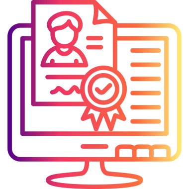 Dijital Sertifika Satırı Simgesi, Beyaz Arkaplan Üzerine Basit Resimler 