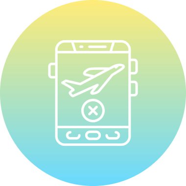 Gezici uygulama arayüzü içinde bir uçak çizimi iptal işareti, seyahat uygulamaları veya web sayfaları için idealdir.