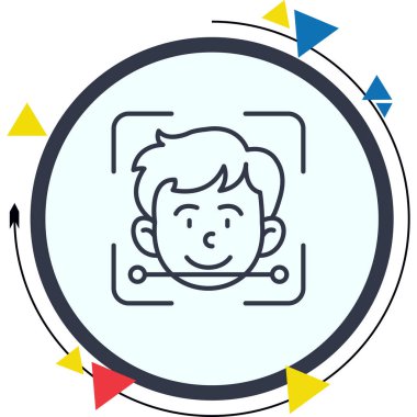 yüz tarama web simgesi vektör çizimi