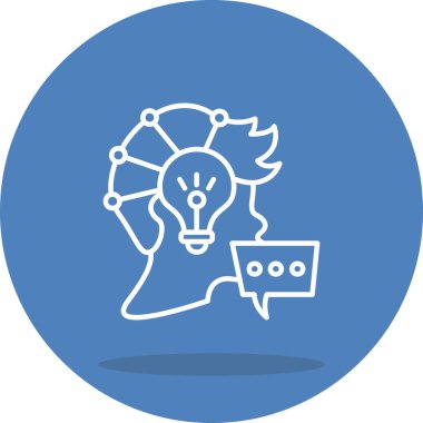 Düşünce Liderliği insan kafası ve ampul sembollü basit çizgi simgesi