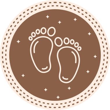 Yeni doğmuş bir bebeği temsil eden bir çift bebek ayak izinin minimalist çizgi simgesi.