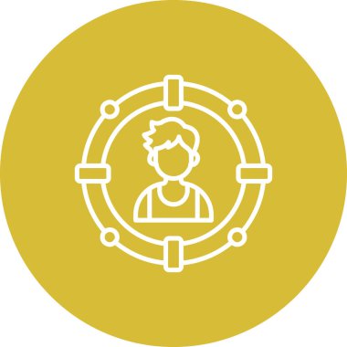 Profesyonel uygulamalar ya da web sayfaları için uygun dairesel çerçevede bir adamın basit bir çizgisi çizimi.