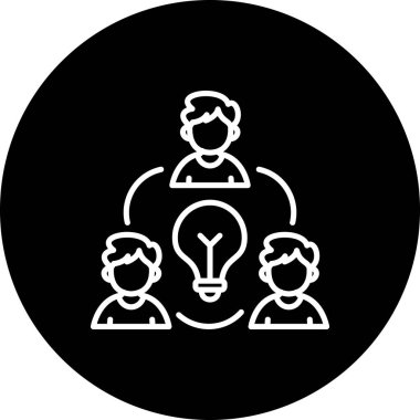 Dairesel simge insanların takım çalışmasını ve işbirliğini gösteriyor.