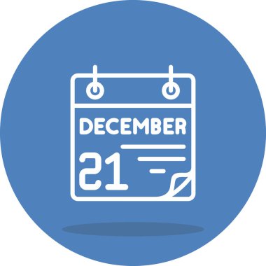 21 Aralık takvim simgesi, basit biçim vektör illüstrasyonu           