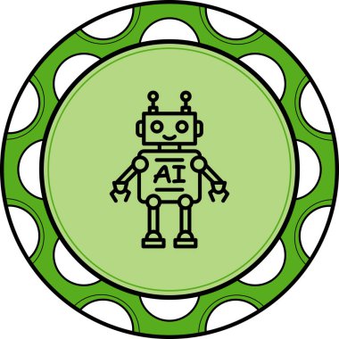 Robot çizgi simgesi, vektör illüstrasyonu